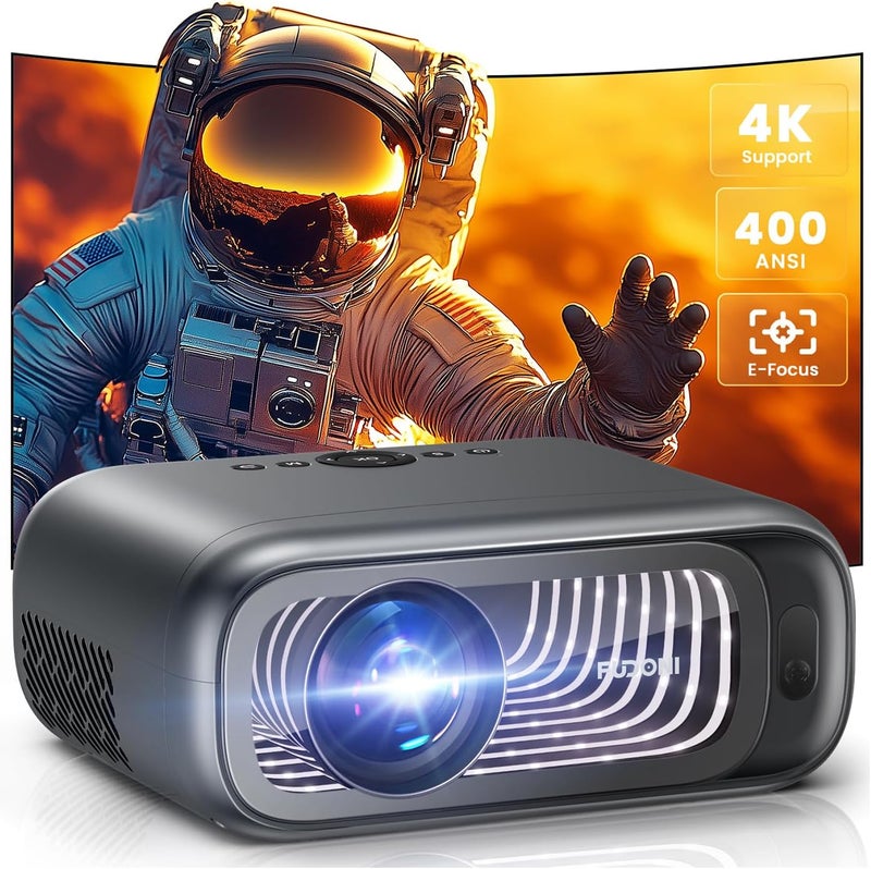 FUDONI [Electric Focus/High Brightness] Projector with WiFi and Bluetooth, Native 1080P Real 400 ANSI Lumen, Outdoor Movie Projector Max 300'' Display, for iOS/Android/TV Stick/HDMI/USB/Laptop - Image 1